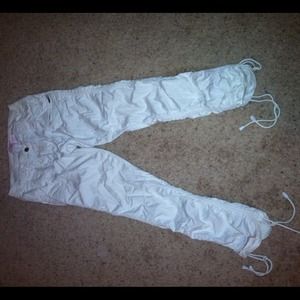 White drawstring cargo pants