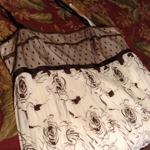 Brown & Cream chiffon dressy Top, sz 10/12 by INC