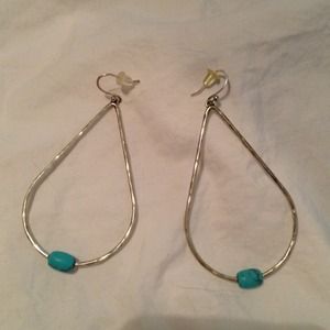 Lucky brand hoops with turquoise 2 1/2 inches long
