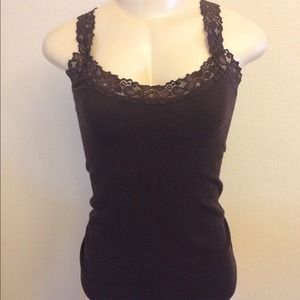 Brown lace super soft tank top