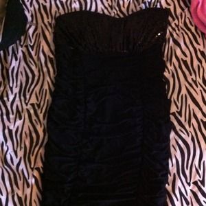 Black sequin top dress