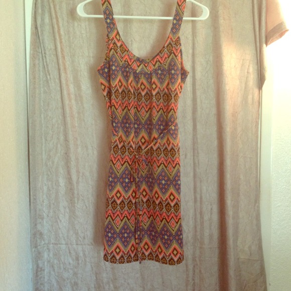 Tribal design dress with wrap around ties
