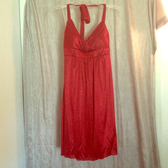 Red sequined formal dress