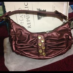 Purple gold stud shoulder bag