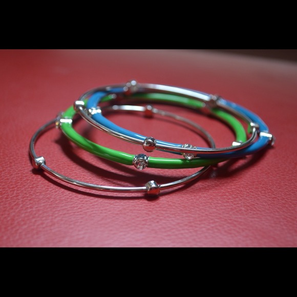4 blue/green bangle bracelets