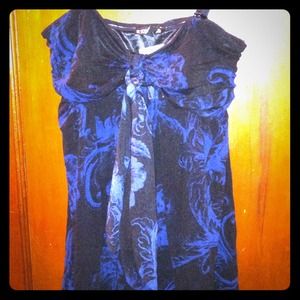 Sheer black with blue florals tank