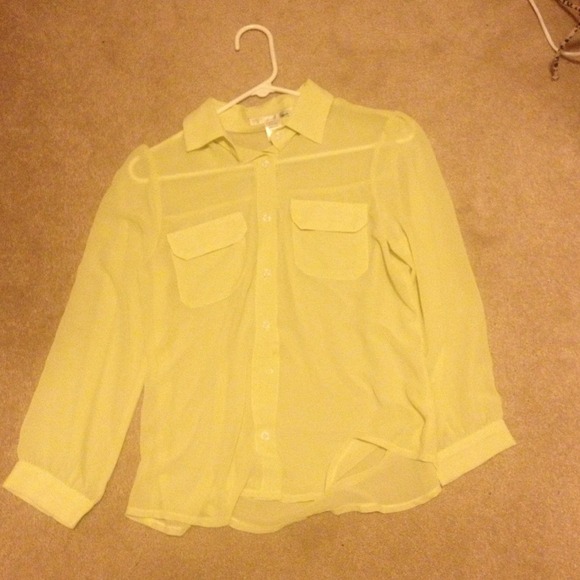 Button down colleges sheer shirt in yellow