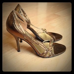 GUESS Gerri Copper Leather Strap Stiletto Heels