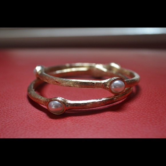 Gold with faux pearl bracelets