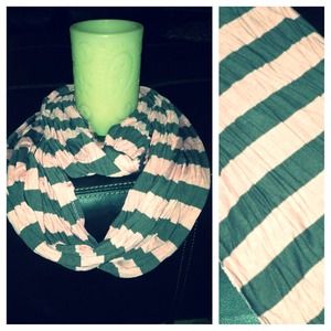 Light Pink and Army Green Stripe Infinity Scarf