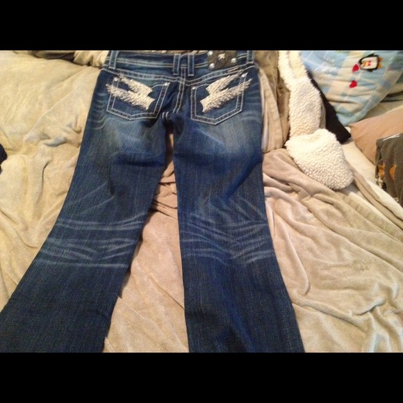 Miss me leather wing rhinestone boot cut size 30