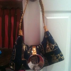 Guess inspired canvas medium purse blue