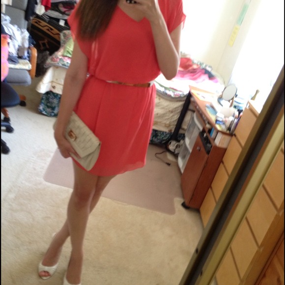 🔴SOLD🔴💕NWOT Coral Chiffon Dress💕 - Picture 2 of 4