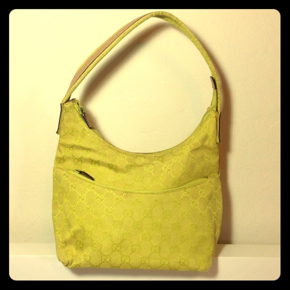 SALE Vintage GUCCI Logo Hobo Shoulder Bag - Green