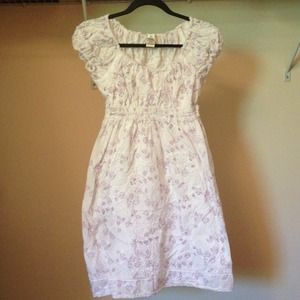 White and lavender flower 100% cotton dress