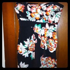 Strapless floral print dress