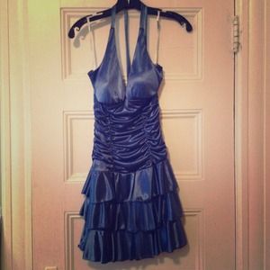 Ocean blue silk party dress