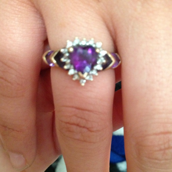 Size 6.25 Amathyst & Gold Diamond ring