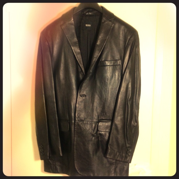 70% Off HUGO BOSS Leather Coat Men