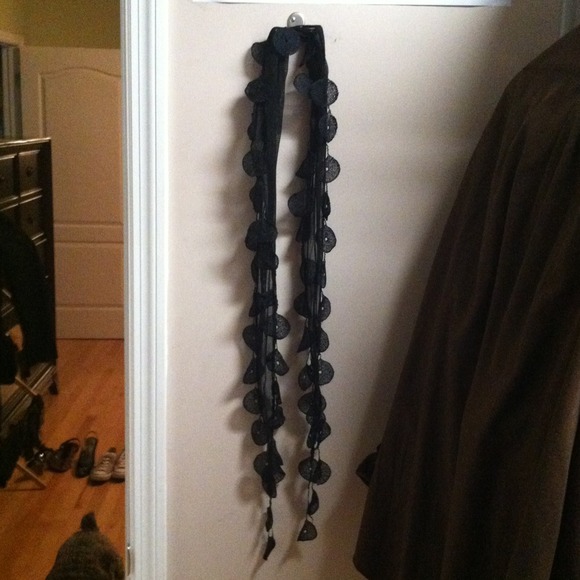 Piecey black scarf with circles
