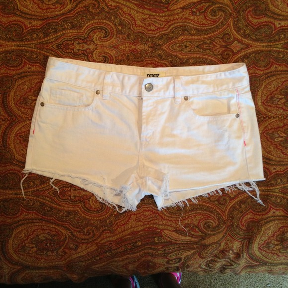 Pink by VS white denim cutoff shorts