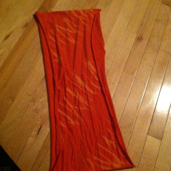 Homemade orange tyedied t shirt scarf