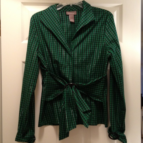 Green and Black Dress Shirt - Picture 1 of 3