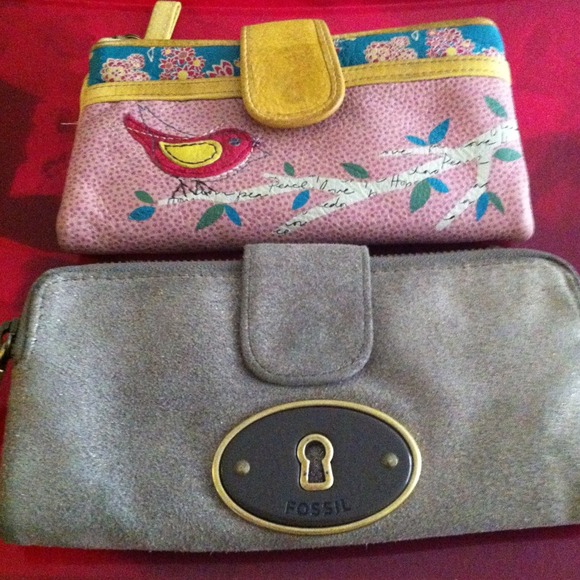 Fossil wallet yellow and gray