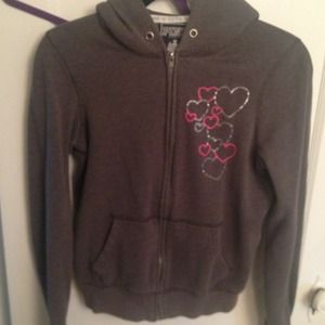 Love pink grey with hearts hoodie
