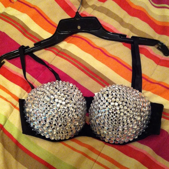 Embellished padded bra top 34B