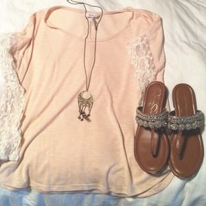 Peach top with lace