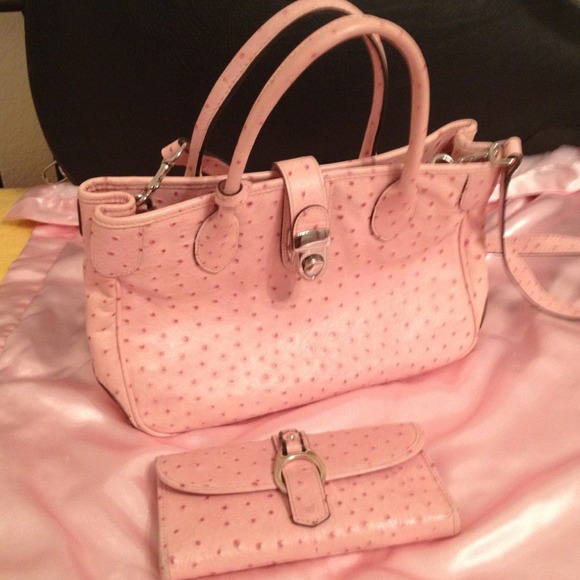 Pink ostrich purse