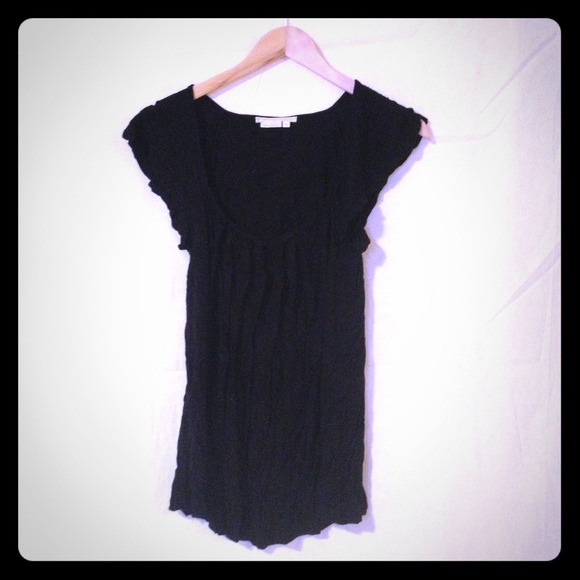 Reserved: Black, flowing deep neck knit top