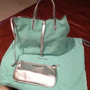 Tiffany & Co. suede handbag. Tiff signature color