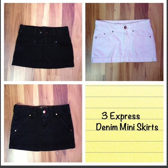 SOLD IN BUNDLE- 3 express size 0 denim mini skirts