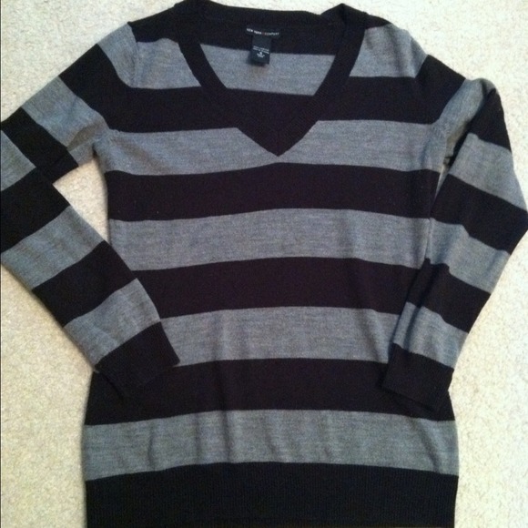 REDUCED!!--Grey and Black Striped Sweater