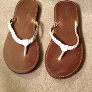 AE White Braided Sandals