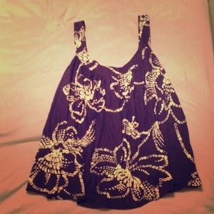 Express cotton navy/print tank