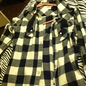 Black and white shirt.