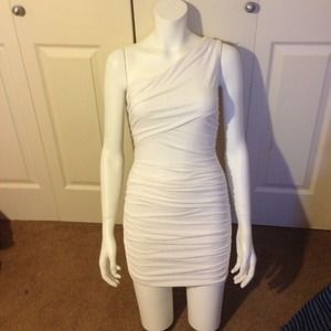 One shoulder white dress