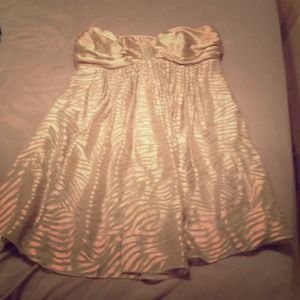 Express silver silk strapless dress