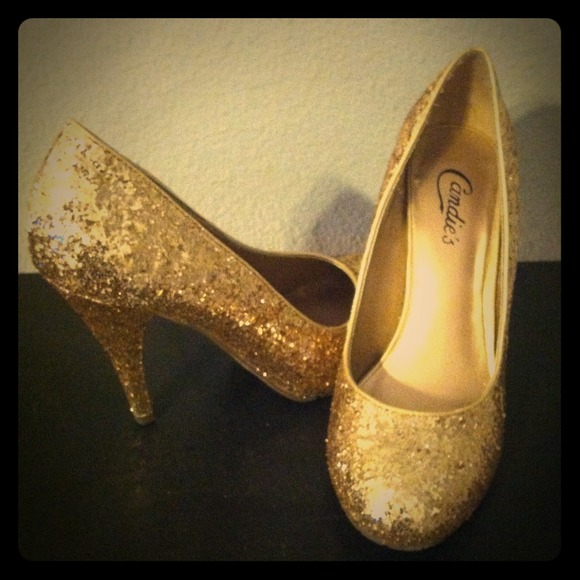 Candies Gold Glitter Heels