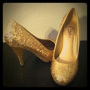 Candies Gold Glitter Heels