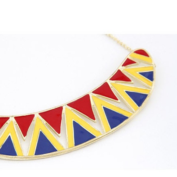 *NWT* Chevron Blue // Yellow // Red Necklace - Picture 2 of 3