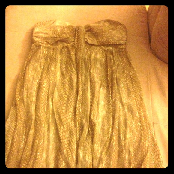 Strapless gold dress