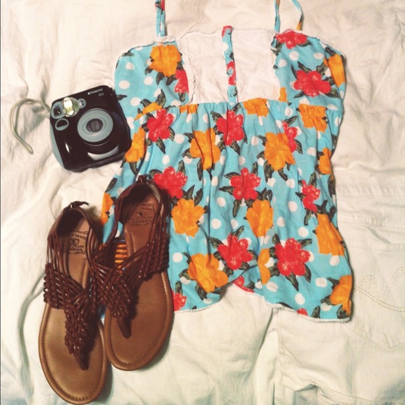 floral and polka dot tank