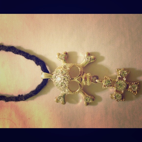 Vintage diamond skull necklace
