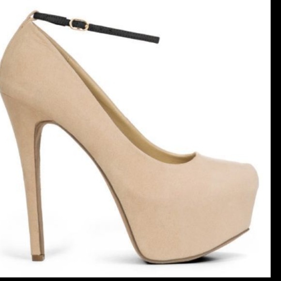 Nude platform pumps size 6.5 two different straps - Picture 2 of 4