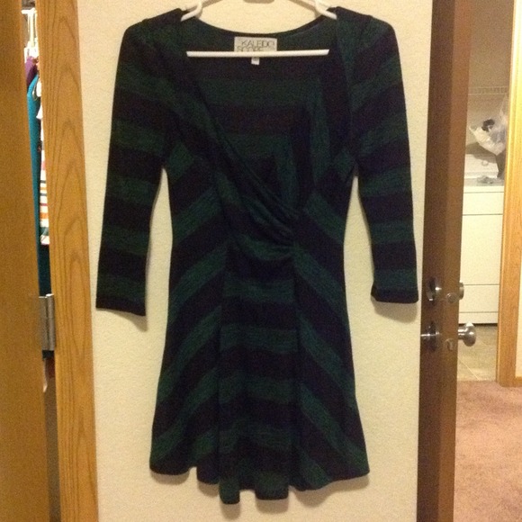 Green and Black Striped Dress