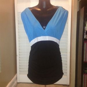 Lace back blue top